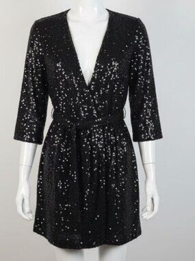 Safiyaa Women Black Sequin Long sleeve Dress Size 10